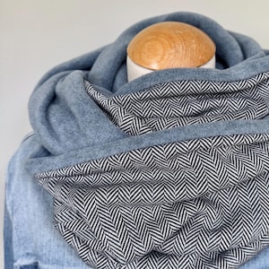 Loopschal Wickelschal Schlauchschal Fischgrat Unisex Mann Frau Schwarz Business Blaugrau