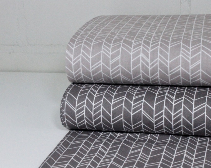 Cotton Fabric Patchwork Beige Taupe Zigzag Herringbone Brown Natural