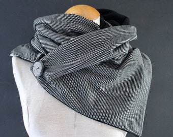 Knopfschal Wickelschal Schals Scarf Dreieckstuch Schwarz