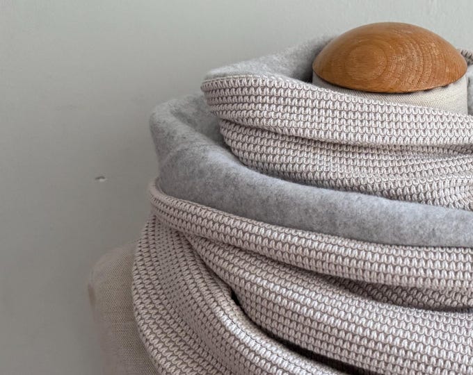 Loop cotton fleece loop scarf scarf tube scarf reversible scarf beige ecru grey warm knit winter scarf soft