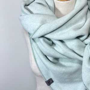 Organic cotton triangular scarf XXL wrap scarf mint pastel grey cotton scarf scarf shawl stole winter fleece warm cuddly soft