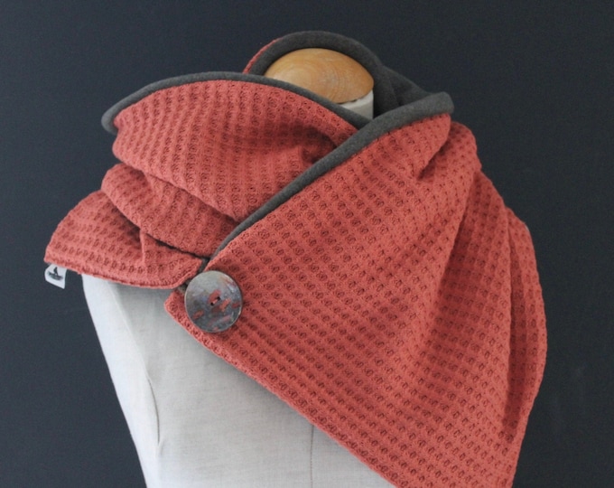 Wrap Scarf Triangular Scarf Knit Grey Button Scarf Scarf wrap scarf, triangular loop