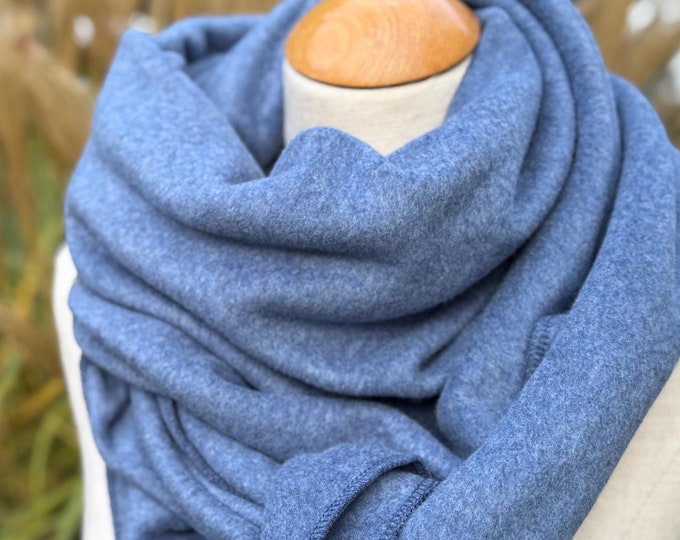 Organic cotton triangular scarf XXL wrap scarf blue denim blue cotton scarf neckerchief business scarf stole winter fleece warm cuddly soft