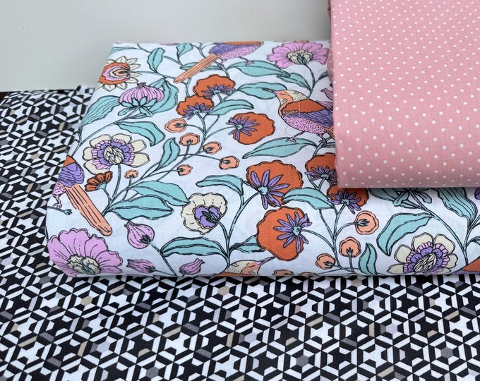 Coated Cotton Oilcloth Coated Cotton Fabric Tablecloth Sold by the Meter Pocket Fabric Tablecloth Water-Repellent Pink Flowers Dots