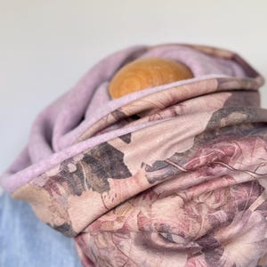 Loop scarf wrap scarf tube scarf jersey roses vintage pink pastel flowers fleece winter scarf