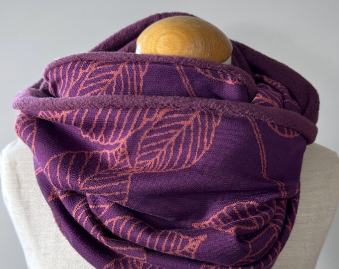 Loop Loop Scarf Scarf Tube Scarf Cotton Fleece Jersey Scarf Dusty Pink Purple Berry Orange Red Reversible Scarf