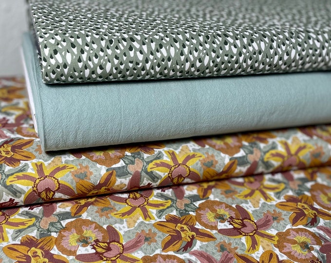 Cotton Fabric Fabric Package Flowers Animal Print Yellow Summer Patchwork Fabric Cotton Mint Dusty Green Reed