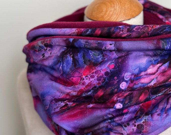 Loop Scarf Scarf Winter Scarf Cloth Jersey Pink Purple Fuchsia Lilac Black Fleece Reversible Scarf Winter Lined