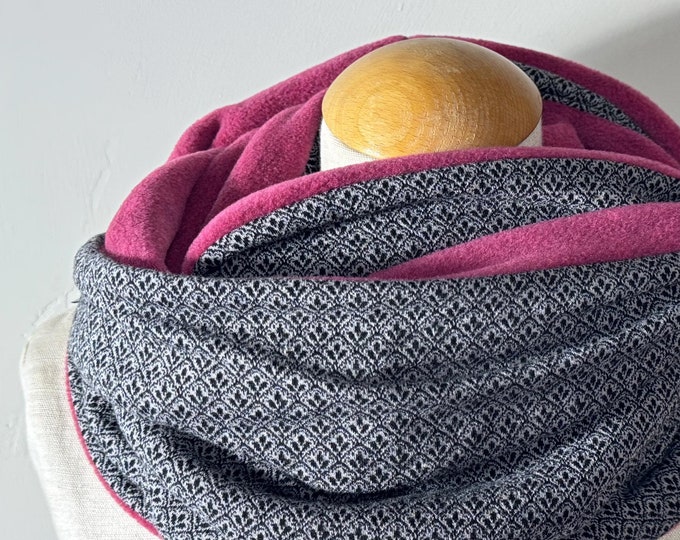 Loop Tube Scarf Loop Scarf Black Grey Anthracite Silver Grey Berry Pink Fleece Jacquard Jersey Winter Scarf