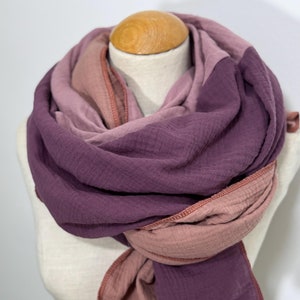 Muslin scarf XXL wrap scarf neckerchief loop scarf purple lilac dusty dusty pink mauve pastel cotton scarf stole summer scarf triangular scarf