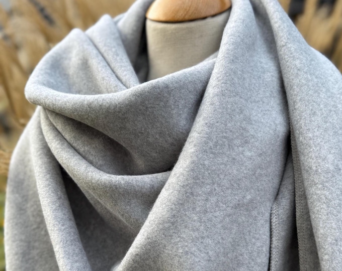 Organic Cotton Triangular Scarf XXL Wrap Scarf Gray Cotton Scarf Neckerchief Business Scarf Stole Winter Fleece Warm Cuddly Soft