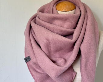 Soft Cotton Fleece Triangle Scarf | Cozy Oversized Shawl | Warm Wrap | Gift for Her | Handmade Cotton Scarf