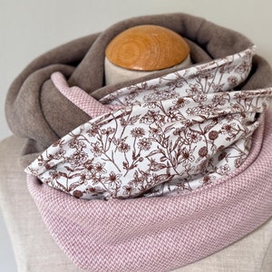 Loop Loop Scarf Scarf Tube Scarf Reversible Scarf Cotton Pink Beige Brown Jersey