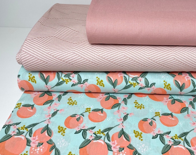 Cotton Fabric Patchwork Sold by the Meter Decorative Fabric Dust Blouse Peach Orange Mint Pastel Pillow Curtain Sewing