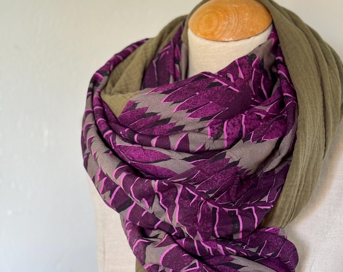 Scarf XXL triangle wrap scarf muslin viscose loop scarf olive khaki purple pink cotton scarf shawl stole summer scarf triangular scarf