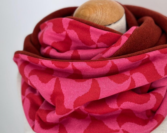 Loop Tube Scarf Loop Scarf Pink Fuchsia Orange Rust Red Fleece Jacquard Jersey Winter Scarf Reversible Scarf Gift Christmas Women