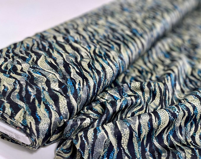 SALE 1 Meter Dress Fabric Blouse Fabric Polyester Satin Print Sale Sold by the Meter Remaining Stock Petrol Black