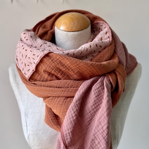 Muslin Scarf XXL Wrap Scarf Neckerchief Loop Scarf Purple Lilac Dusty Dusty Pink Mauve Pastel Cotton Scarf Stole Summer Scarf Triangular Scarf
