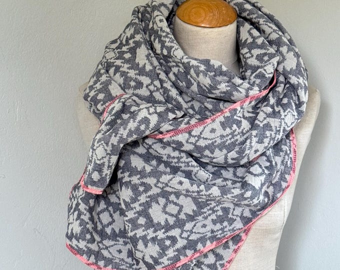 Muslin Scarf - cotton large for women, handmade wrap, dark blue muslin scarf, soft cotton shawl, gift for her, sustainable fashion accessory