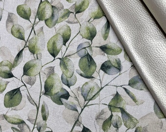 Cotton fabric bag fabric cotton fabric canvas decorative fabric gold watercolor leaves eucalyptus