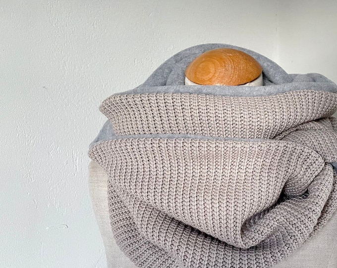Loop Scarf Loop Tube Scarf Scarf Knit Wrap Scarf Beige Grey Reversible Scarf Fleece Lined Winter Scarf Gift Then Teenie Taupe
