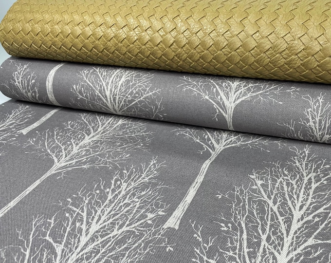 Canvas Trees Taupe Grey Vintage Faux Leather Decorative Fabric Bag Fabric Curtain Tablecloth Cushion Cover Cover Sewing Braided Look