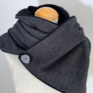 Wrap Scarf Wool Button Scarf Wrap Triangular Scarf Fleece Scarf Black Jersey Winter Warm Scarf wrap triangular loop