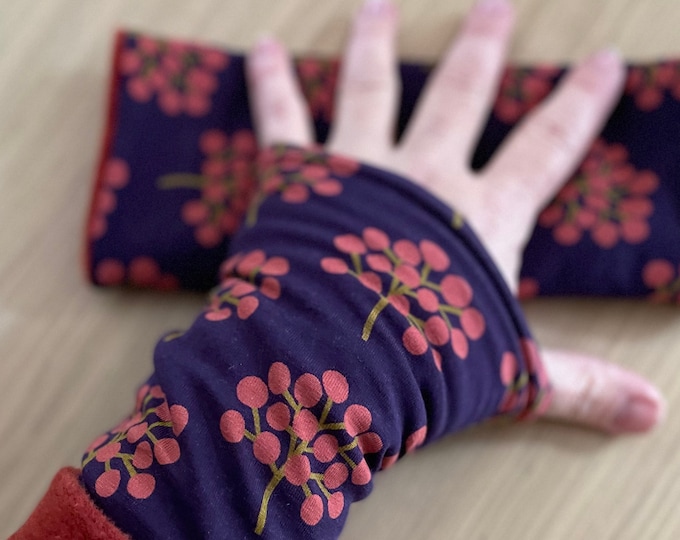Armwarmers Cuffs Wristwarmers Muffs Purple Rust Orange Fleece Winter lined Cuffs Arm warmers