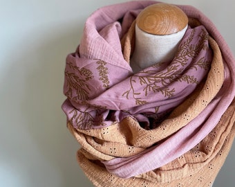 Musselintuch Viskose Leicht XXL Wickelschal Loopschal Senf Curry