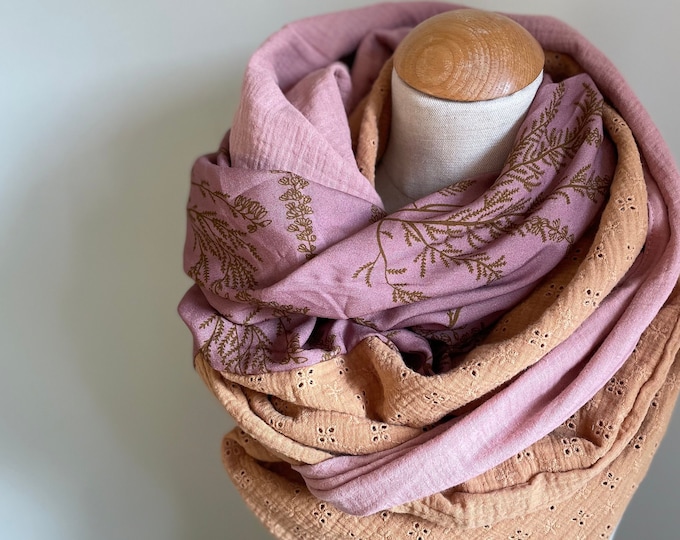 Muslin Scarf Viscose Light XXL Wrap Scarf Loop Scarf Mustard Curry Pink Dusty Pink Scarf Stole Summer Scarf Triangular Scarf