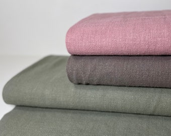 Linen fabric stonewashed by the meter khaki green pink bed linen curtain tablecloth napkins sewing