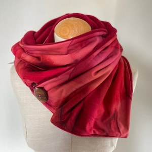 Wrap Scarf Triangle Scarf Button Scarf Loop Reversible Scarf Red Black Pink Bordeaux Autumn Winter Fleece Jersey Scarf