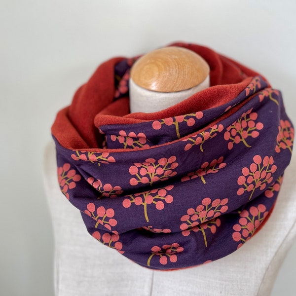 Loopschal Loop Schlauchschal Scarf Orange Rost Lila Baumwolle Fleece Jerseyschal