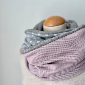 Loop cotton loop scarf tube scarf gray pink