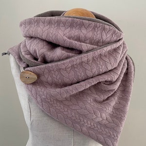 Scarf wrap scarf triangular scarf loop scarf cloth cable pattern dusty pink taupe beige