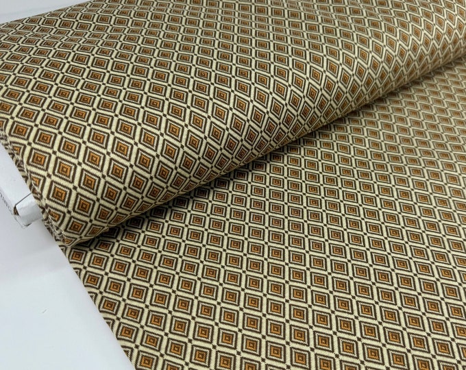 SALE 1 Meter Jacquard Mustard Curry Retro Jersey Ornament Diamonds Viscose
