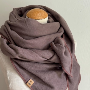Bufanda triangular XXL de algodón orgánico, color marrón capuchino, naranja óxido. Bufanda de algodón para el cuello, chal, estola, forro polar de invierno, cálida, acogedora y suave.