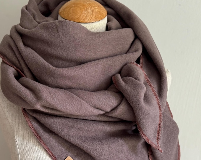 Oranic Cotton Scarf Triangle Cozy Winter Gray Handmade