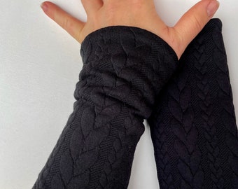 Armstulpen Stulpen Pulswärmer Müffchen Schwarz Fleece Winter gefüttert