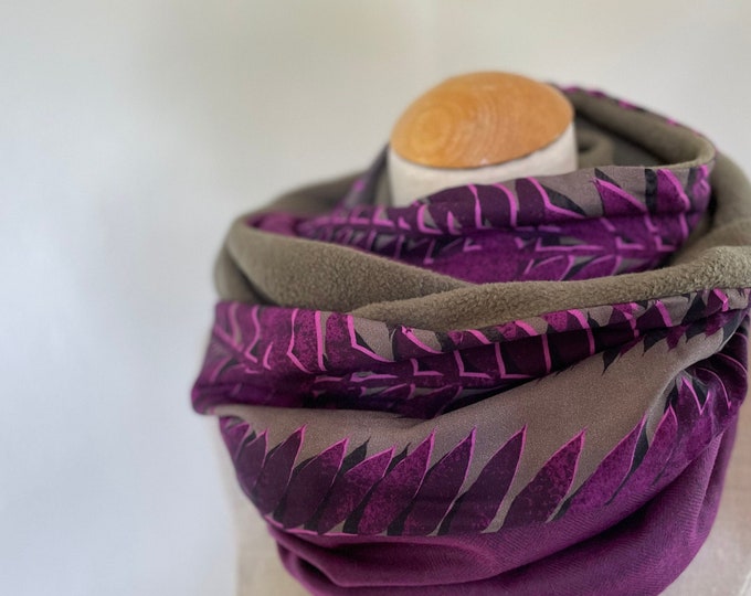 Loop Loop Scarf Scarf Tube Scarf Reversible Scarf Winter Scarf Fuchsia Purple Green Khaki Green Pink Jacquard Knit Cotton Cloth