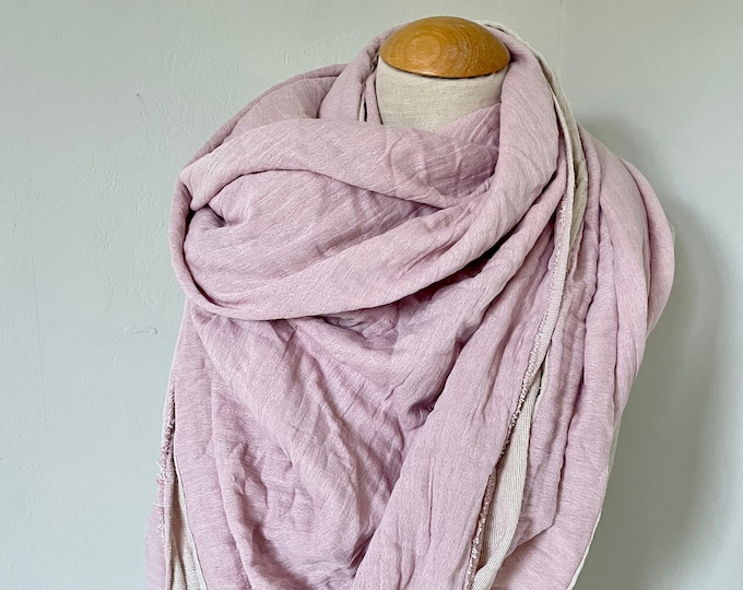 Muslin Scarf Vintage XXL Square Pink Vintage Grey Wrap Scarf Loop Scarf Shawl Stole Summer Scarf Triangular Scarf Cotton Soft