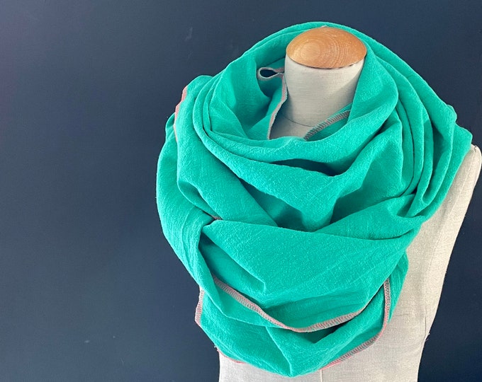 Linen Scarf Triangle Scarf Linen Scarf Loop Scarf Green Pink Neon Scarf Stole Summer Scarf Triangle