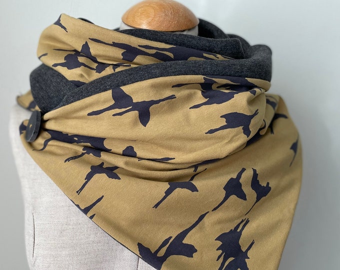Wrap scarf loop scarf button scarf wrap triangular scarf curry gray yellow jersey scarf