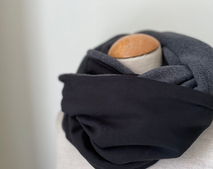 Cotton Loop Loop Scarf Scarf Tube Scarf Unisex Black Jersey Scarf