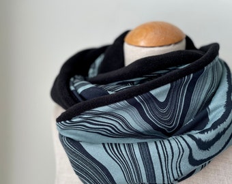 Loop scarf, tube scarf, reed green jersey black