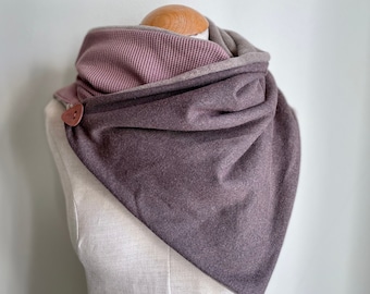 Wickelschal Dreieckstuch Schal Tuch Mauve Rosa Beige Taupe Strick Fischgrat