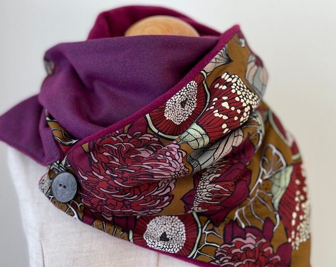 Wrap Scarf Triangle Scarf Scarf Winter Scarf Scarf Fuchsia Button Scarf Pink Wool Tweed Curry