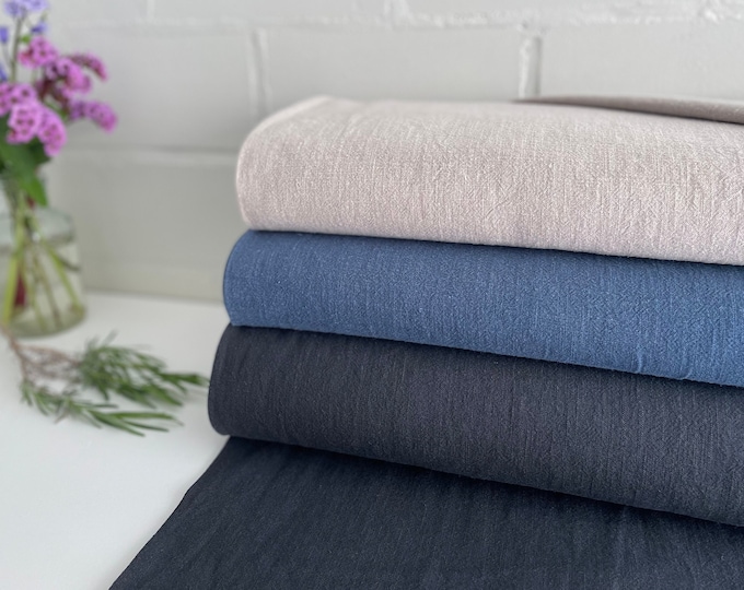 Linen Fabric Stonewashed Fabric Flax Blue Sand Marine Pure Linen Curtain Tablecloth Bed Linen Apron Sewing