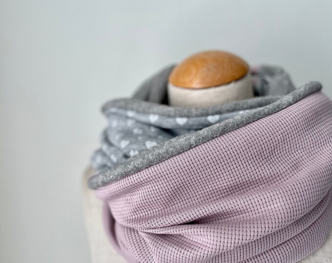 Loop cotton loop scarf tube scarf gray pink