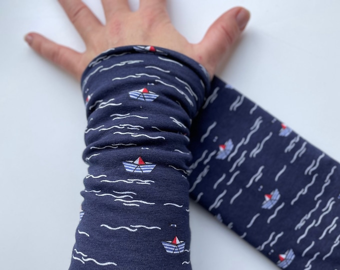 Armwarmers Cuffs Accessories Wristwarmers Muffs Cuffs Arm warmers Wrist Blue Boats Maritime